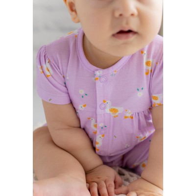 Baby Girl Duck Print Lilac Jumpsuit