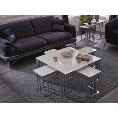 HEBBLIFE Galaxy 4+1 Square Middle Coffee Table Set 