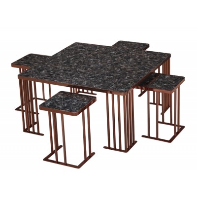 HEBBLIFE Galaxy 4+1 Square Middle Coffee Table Set 