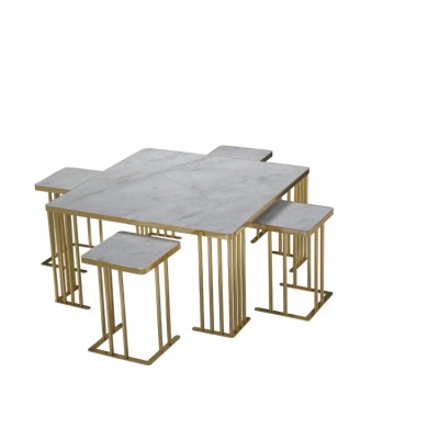 HEBBLIFE Galaxy 4+1 Square Middle Coffee Table Set 