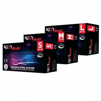 NJOY Black Nitrile Examination Gloves Powder-Free