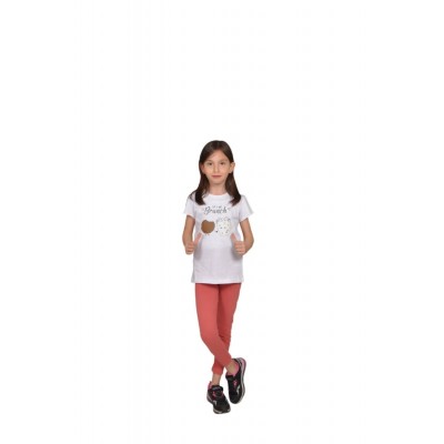 Hebblife 100% Cotton Cookie Patterned Girls' Summer T-shirt and Legging Set