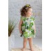 Baby Girl Leaf Print Shirred Elastic Bodysuit