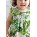 Baby Girl Leaf Print Shirred Elastic Bodysuit