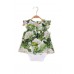 Baby Girl Leaf Print Shirred Elastic Bodysuit