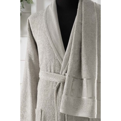 Bamboo Bold Jacquard Towel Bathrobe Beige XXL