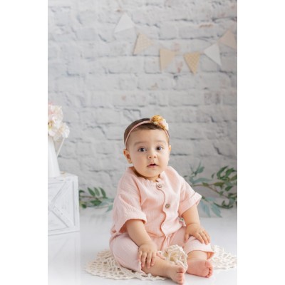 Unisex Baby Pocketed Muslin Jumpsuit