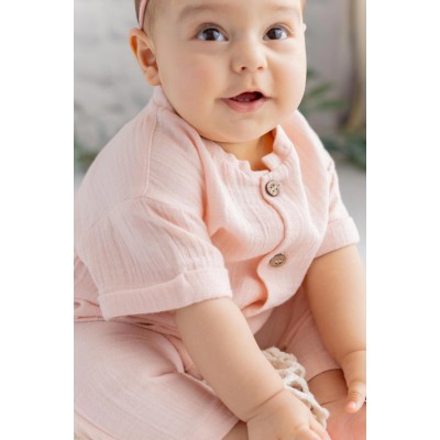 Unisex Baby Pocketed Muslin Jumpsuit