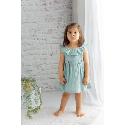 Baby Girl Ruffled Collar Muslin Dress