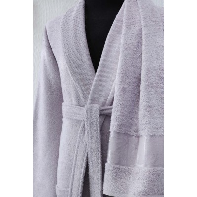 Bamboo Bold Jacquard Towel Bathrobe Lilac