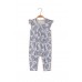 Baby Girl Navy Striped Sleeveless Wrap Collar Jumpsuit