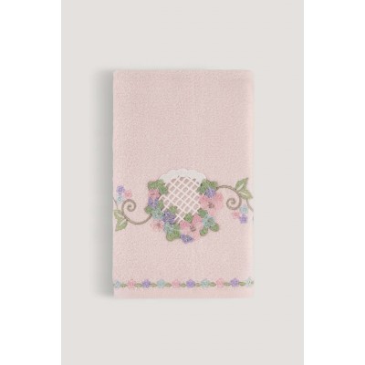 Violet Embroidered Bamboo Towel Ecru 50x85