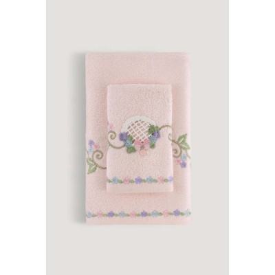 Violet Embroidered Bamboo Towel Ecru 50x85