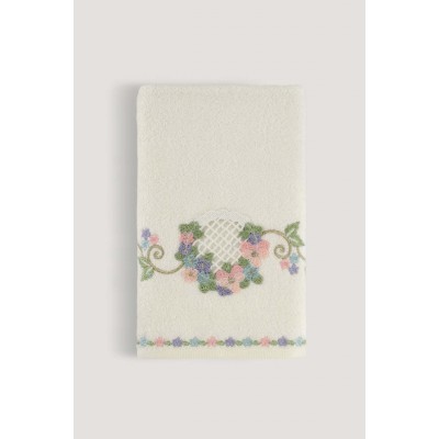 Violet Embroidered Bamboo Towel Ecru 50x85