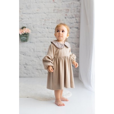 Baby Girl Peter Pan Collar Long Sleeve Dress