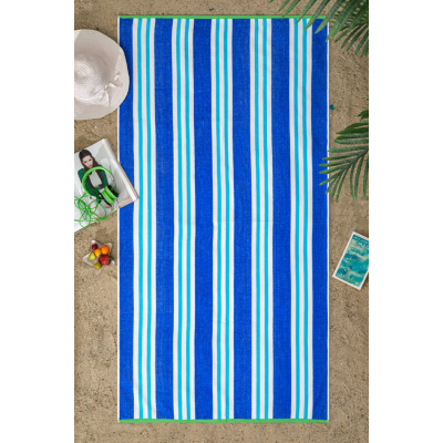 Ozdilek Cannes Stripe Blue Velvet Beach Towel 86x162 cm