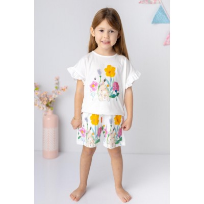 Baby Girl Skirt Tip Floral Print Shorts & T-Shirt Set