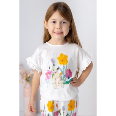 Baby Girl Skirt Tip Floral Print Shorts & T-Shirt Set